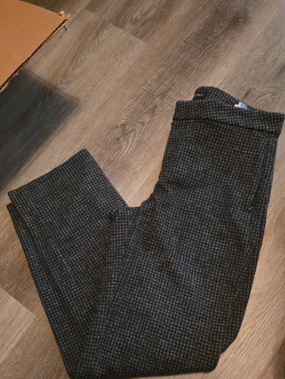 Houndstooth Knit Ponte Pants - Dark Gray